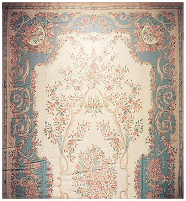 1920s antique ivory floral medallion india agra textile chain stitch gallery rug