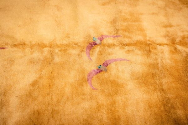 1920s antique warm gold ground floral modern knotted chinese art deco carpet rug 6 1920s antique warm gold ground floral modern knotted chinese art deco carpet rug - detail view 5