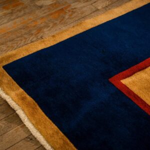 1920s Antique Warm Gold Ground Floral Modern Knotted Chinese Art Deco Carpet Rug - detail view 6