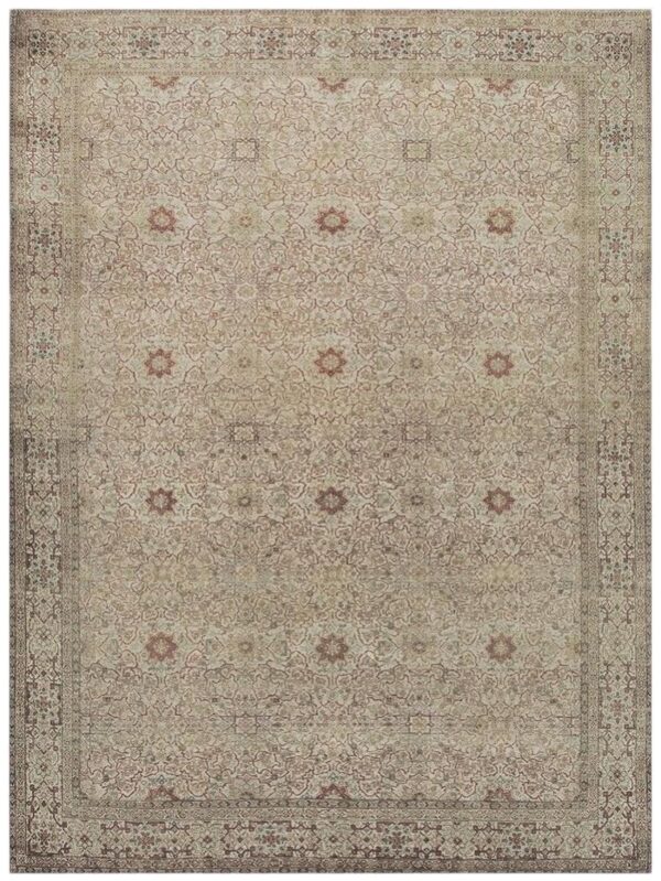 1920s beige ground antique "crisp design logic knotted wool tabriz room size rug 1 1920s beige ground antique "crisp design logic knotted wool tabriz room size rug