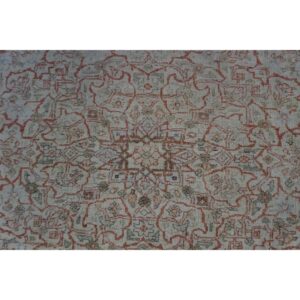 1920s Beige Ground Antique "Crisp Design Logic Knotted Wool Tabriz Room Size Rug - detail view 4