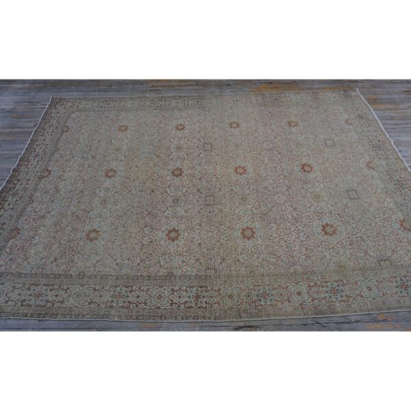 1920s beige ground antique "crisp design logic knotted wool tabriz room size rug 7 1920s beige ground antique "crisp design logic knotted wool tabriz room size rug - detail view 6