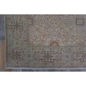 1920s Beige Ground Antique "Crisp Design Logic Knotted Wool Tabriz Room Size Rug - detail view 7