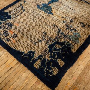 1920s Beige Neutral Field Traditional Chinese Symbolic Motifs Antique Peking Rug - detail view 2