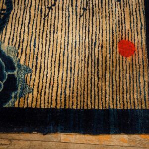 1920s Beige Neutral Field Traditional Chinese Symbolic Motifs Antique Peking Rug - detail view 6