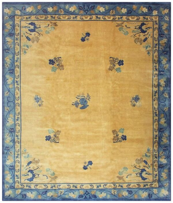 1920s large size bold yellow field handknotted art deco wool antique chinese rug 1 1920s large size bold yellow field handknotted art deco wool antique chinese rug