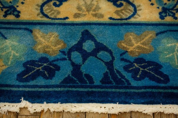 1920s large size bold yellow field handknotted art deco wool antique chinese rug 6 1920s large size bold yellow field handknotted art deco wool antique chinese rug - detail view 5