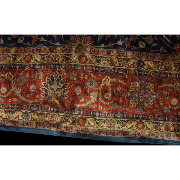 1920s navy field traditional floral oversized antique kashan knotted wool rug 5 1920s navy field traditional floral oversized antique kashan knotted wool rug - detail view 4