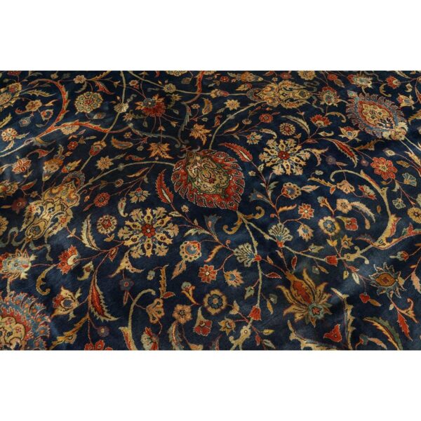 1920s navy field traditional floral oversized antique kashan knotted wool rug 7 1920s navy field traditional floral oversized antique kashan knotted wool rug - detail view 6