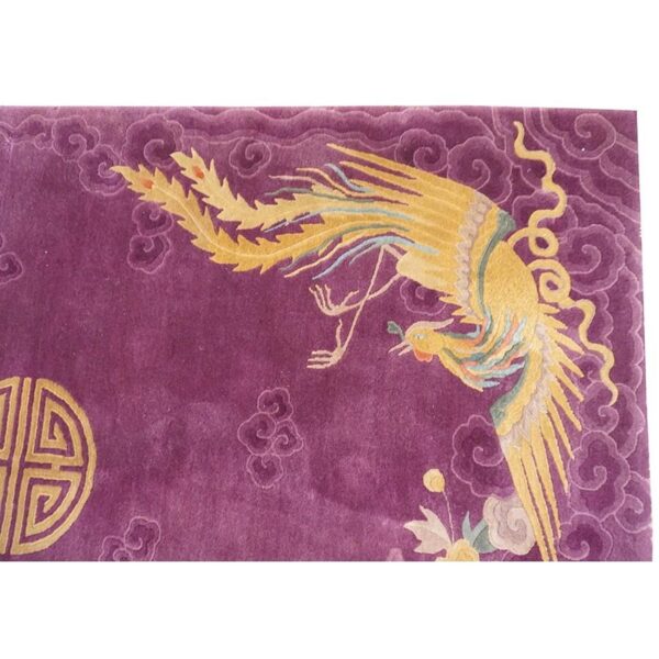 1920s purple traditional dragon shou symbols wool antique chinese art deco rug 3 1920s purple traditional dragon shou symbols wool antique chinese art deco rug - detail view 2