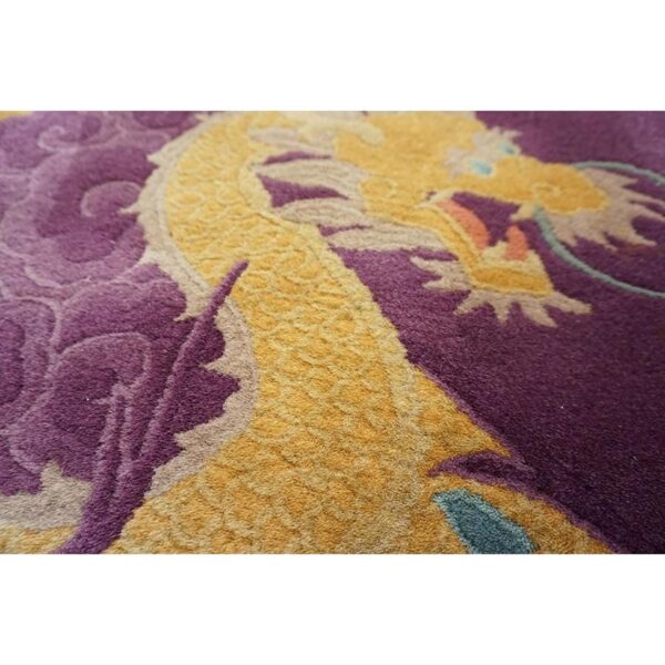 1920s purple traditional dragon shou symbols wool antique chinese art deco rug 6 1920s purple traditional dragon shou symbols wool antique chinese art deco rug - detail view 5