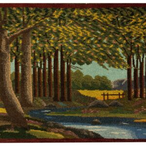 1920s Rare Pictorial Design With Rich Color Palette Scenic Antique Kashan Rug