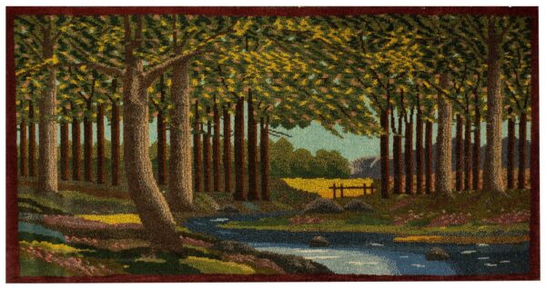1920s rare pictorial design with rich color palette scenic antique kashan rug