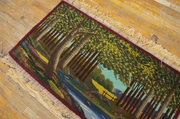 1920s rare pictorial design with rich color palette scenic antique kashan rug - detail view 3