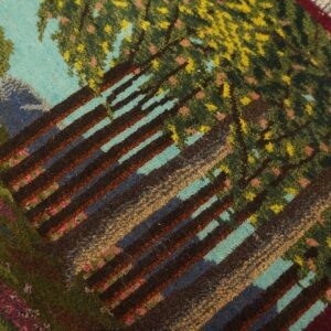 1920s Rare Pictorial Design With Rich Color Palette Scenic Antique Kashan Rug - detail view 4