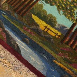 1920s Rare Pictorial Design With Rich Color Palette Scenic Antique Kashan Rug - detail view 7