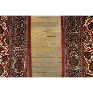 1920s Scatter Pair Of Beige Field Floral Antique Kashan Knotted Wool Carpet Rug - detail view 5