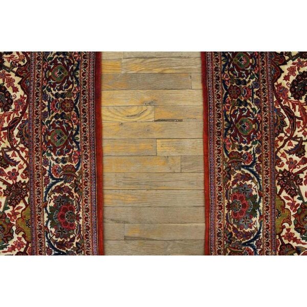 1920s scatter pair of beige field floral antique kashan knotted wool carpet rug 6 1920s scatter pair of beige field floral antique kashan knotted wool carpet rug - detail view 5