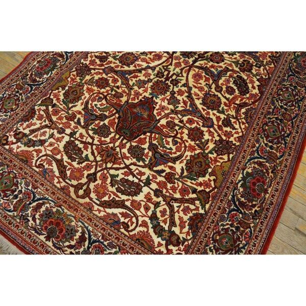 1920s scatter pair of beige field floral antique kashan knotted wool carpet rug 8 1920s scatter pair of beige field floral antique kashan knotted wool carpet rug - detail view 7
