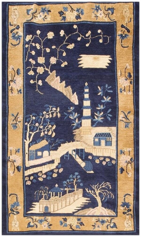 1920s small navy scene pictorial vase antique chinese peking knotted wool rug