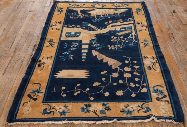 1920s small navy scene pictorial vase antique chinese peking knotted wool rug - detail view 1
