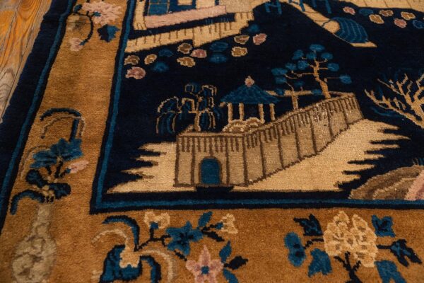 1920s small navy scene pictorial vase antique chinese peking knotted wool rug - detail view 2