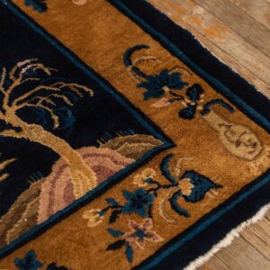 1920s Small Navy Scene Pictorial Vase Antique Chinese Peking Knotted Wool Rug - detail view 3