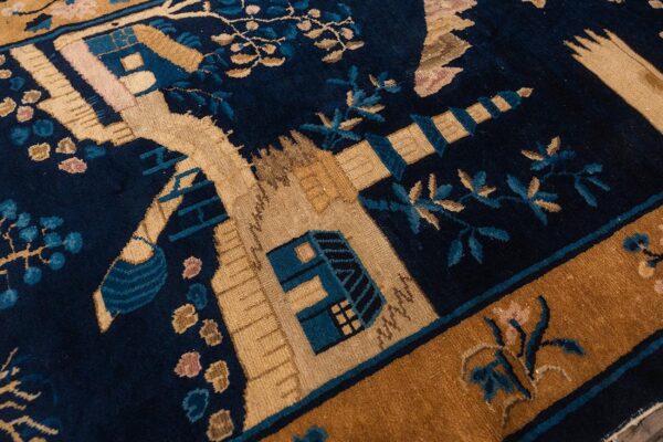 1920s small navy scene pictorial vase antique chinese peking knotted wool rug - detail view 4