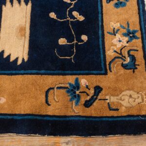 1920s Small Navy Scene Pictorial Vase Antique Chinese Peking Knotted Wool Rug - detail view 5