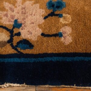 1920s Small Navy Scene Pictorial Vase Antique Chinese Peking Knotted Wool Rug - detail view 6