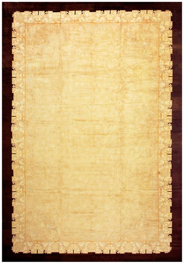 1920s soft yellow antique floral minimalist knotted wool chinese peking rug 1 1920s soft yellow antique floral minimalist knotted wool chinese peking rug
