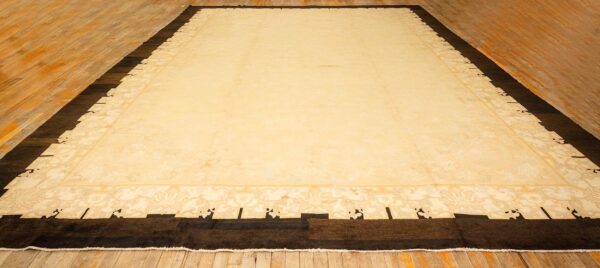 1920s soft yellow antique floral minimalist knotted wool chinese peking rug 3 1920s soft yellow antique floral minimalist knotted wool chinese peking rug - detail view 2