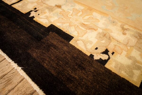 1920s soft yellow antique floral minimalist knotted wool chinese peking rug 4 1920s soft yellow antique floral minimalist knotted wool chinese peking rug - detail view 3