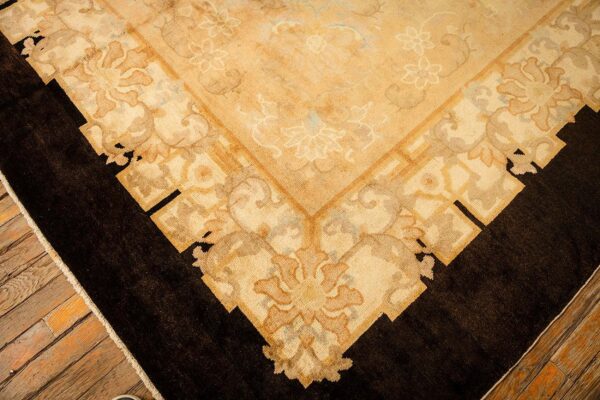 1920s soft yellow antique floral minimalist knotted wool chinese peking rug 6 1920s soft yellow antique floral minimalist knotted wool chinese peking rug - detail view 5