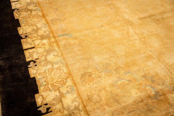 1920s soft yellow antique floral minimalist knotted wool chinese peking rug 7 1920s soft yellow antique floral minimalist knotted wool chinese peking rug - detail view 6