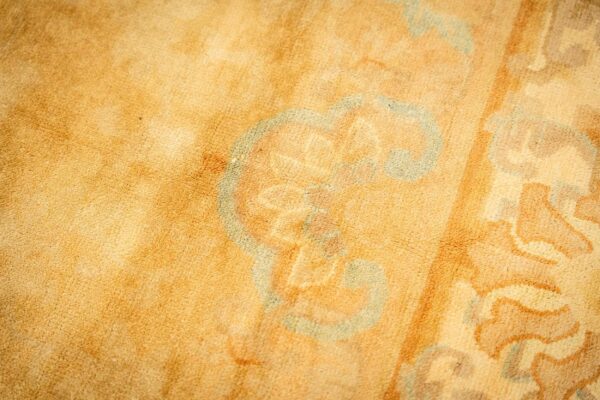 1920s soft yellow antique floral minimalist knotted wool chinese peking rug 8 1920s soft yellow antique floral minimalist knotted wool chinese peking rug - detail view 7