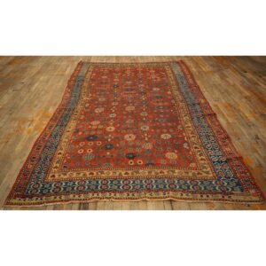 1930s Antique Red Ground Asian Design Chinese Khotan Handknotted Pile Wool Rug - detail view 1