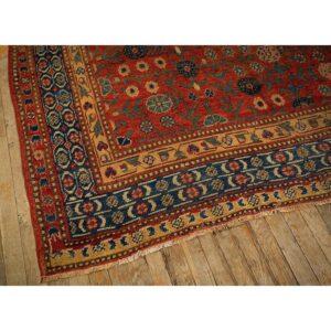 1930s Antique Red Ground Asian Design Chinese Khotan Handknotted Pile Wool Rug - detail view 2