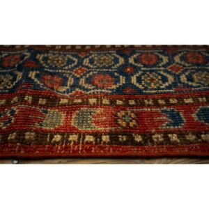 1930s Antique Red Ground Asian Design Chinese Khotan Handknotted Pile Wool Rug - detail view 5