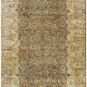 1930s Classic Blue Navy Antique Flowers Kirman Formal Knotted Wool Carpet Rug