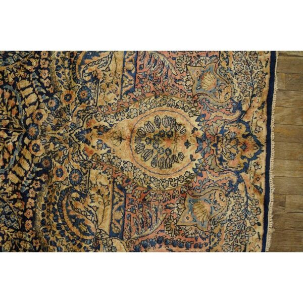 1930s classic blue navy antique flowers kirman formal knotted wool carpet rug 4 1930s classic blue navy antique flowers kirman formal knotted wool carpet rug - detail view 3