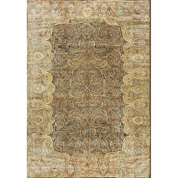 1930s classic blue navy antique flowers kirman formal knotted wool carpet rug 6 1930s classic blue navy antique flowers kirman formal knotted wool carpet rug - detail view 5