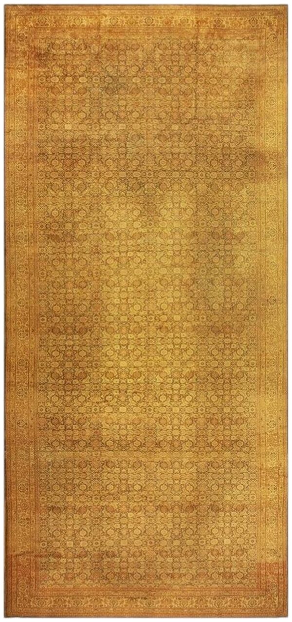 1930s gold herati traditional geometric antique knotted wool indian runner rug 1 1930s gold herati traditional geometric antique knotted wool indian runner rug