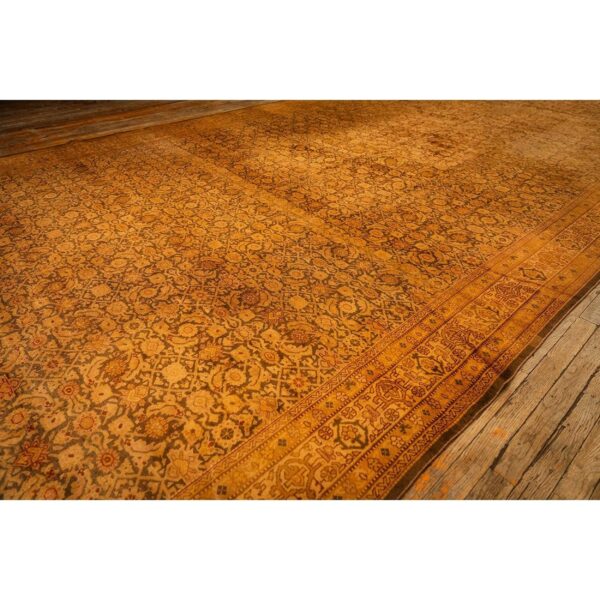 1930s gold herati traditional geometric antique knotted wool indian runner rug 4 1930s gold herati traditional geometric antique knotted wool indian runner rug - detail view 3