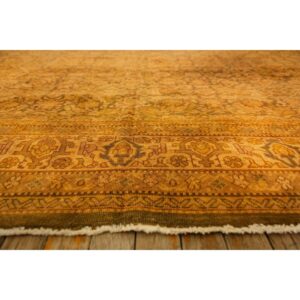 1930s Gold Herati Traditional Geometric Antique Knotted Wool Indian Runner Rug - detail view 4