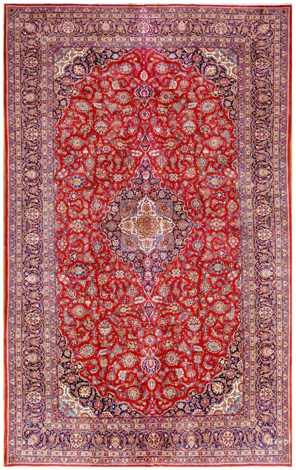 1930s grand classic red medallion antique kashan handknotted wool carpet rug