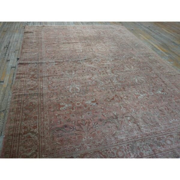 1930s pink rose field traditional geometric antique knotted wool mahal rug 4 1930s pink rose field traditional geometric antique knotted wool mahal rug - detail view 3
