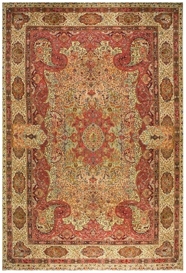 1940s antique apricot floral paisley grand scale tabriz silk knotted carpet rug 1 1940s antique apricot floral paisley grand scale tabriz silk knotted carpet rug