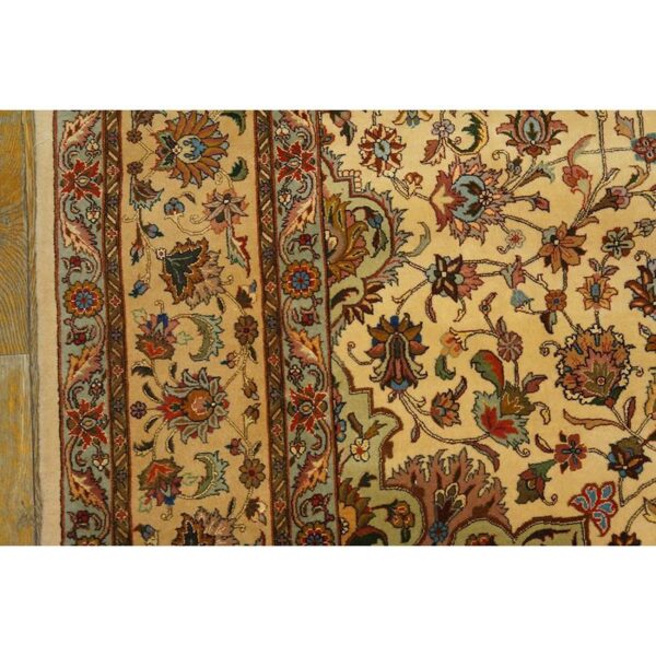 1940s antique beige shah abbas floral traditional tabriz knotted wool carpet rug 6 1940s antique beige shah abbas floral traditional tabriz knotted wool carpet rug - detail view 5