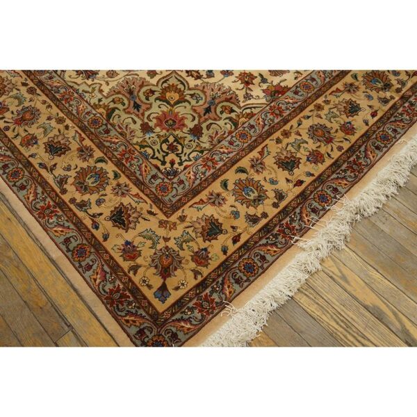 1940s antique beige shah abbas floral traditional tabriz knotted wool carpet rug 7 1940s antique beige shah abbas floral traditional tabriz knotted wool carpet rug - detail view 6